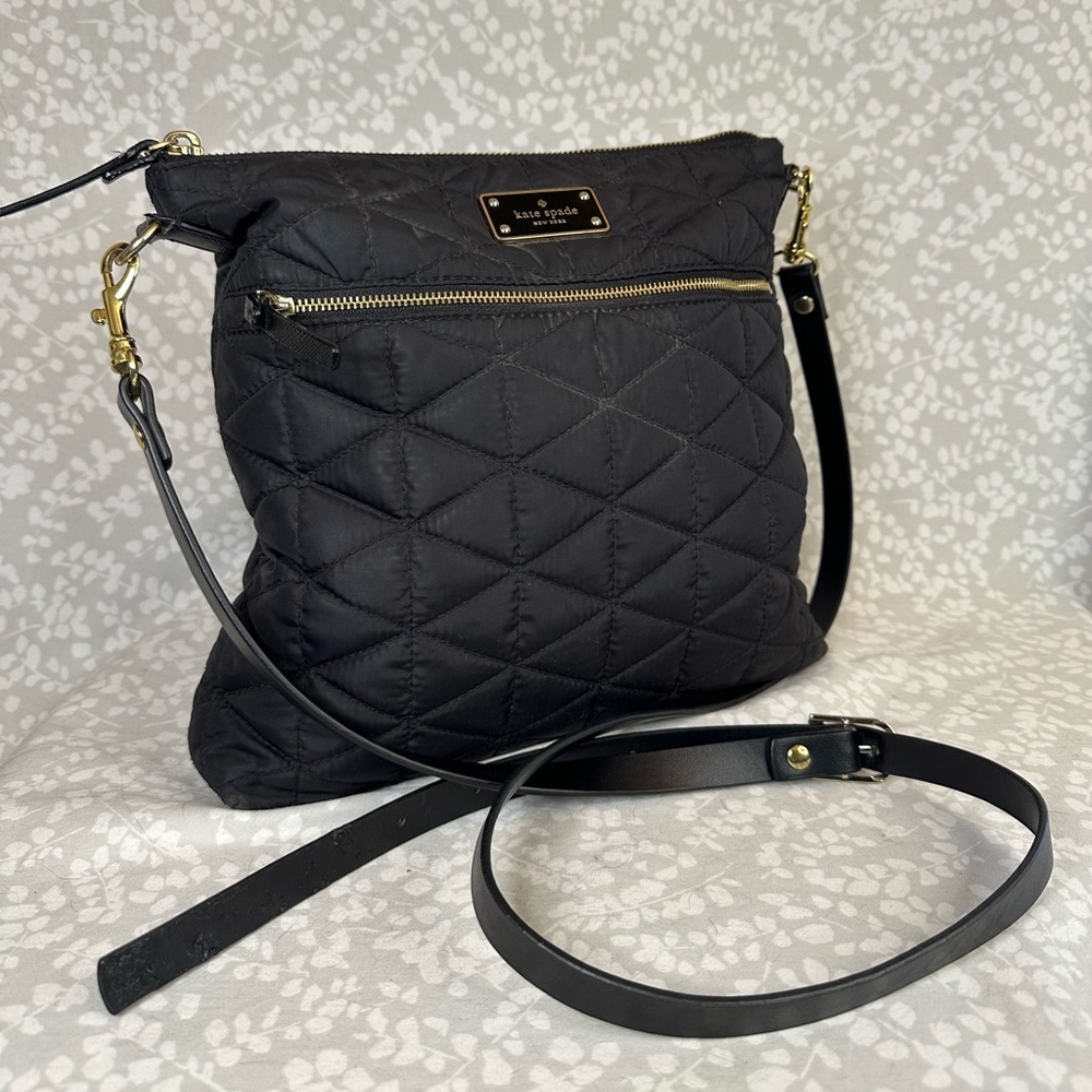 Kate Spade Black Quilted Crossbody with Gold Hardware